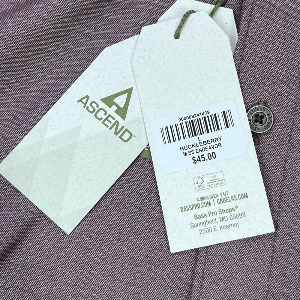 Ascend Men’s Short Sleeve Performance Button Down Shirt. Huckleberry. Large. - Picture 6 of 9